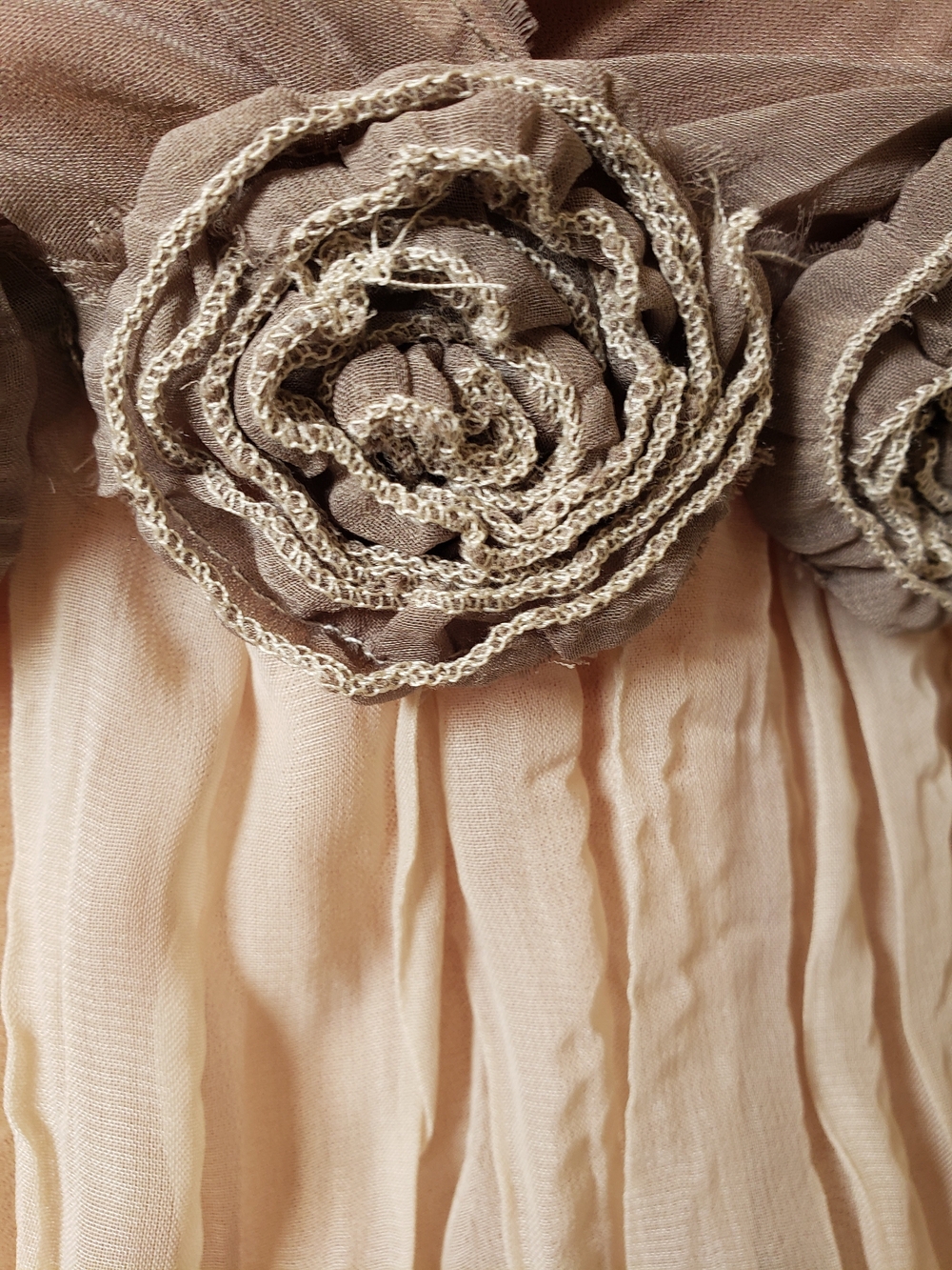 Chesley Taupe and Cream Tiered Rosette Chiffon Mini Dress - Picture 4 of 4